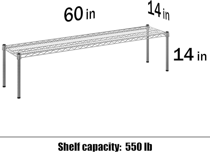 Regal Altair 14" Deep x 60" Wide x 14" Height Wire Shelving Kit | 1-Tier | NSF Commercial Storage Rack Unit