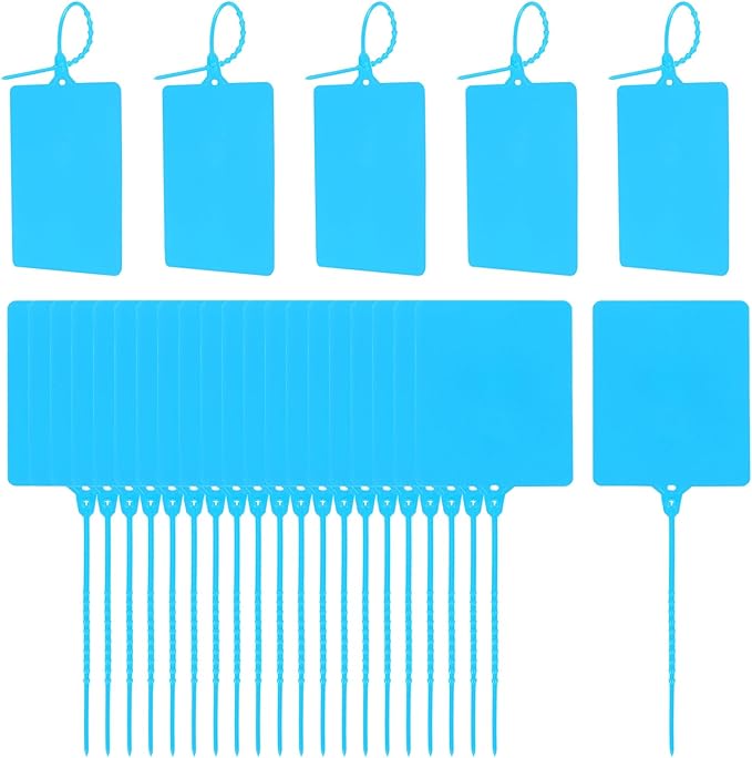 MECCANIXITY Plastic Seals Shipping Tags, for Basket Labels Cable Labels Tags Product Identification Tags, Logistics Marking, Outdoor Tagging, 3.1x3.9 Inch Blue 50Packs