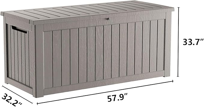 PATIOEASY Outdoor Storage Box 270GAL Waterproof Resin Deck Box,UV-Resistant Lockable Delivery Bin for Garden Tools,Large Patio Outside Cushions,Pool Accessories Supplies,Chest,Furniture,Package,Grey