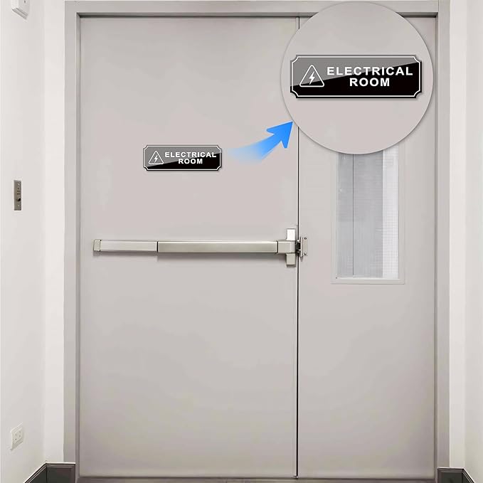 Electrical Room Door Sign for Business，Self-Adhesive Durable Modern Electrical Closet Room Sticker for Home, UV and Weather Resistant Authorized Personnel Only Signs for Business ，Workplace