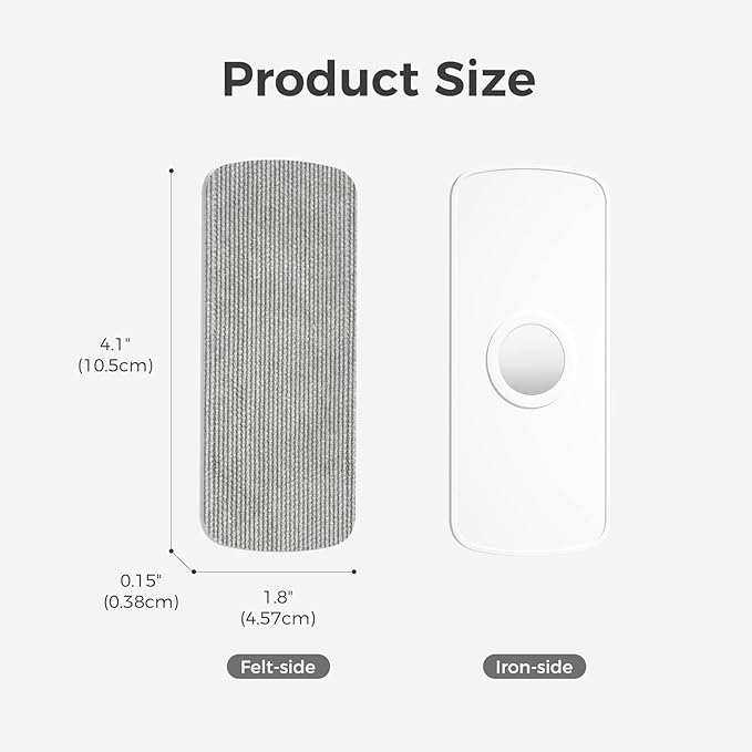 CLICK CLEAN 6-Pack Replaceable Felt Pads, Magnetic Whiteboard Eraser Felt Pads, Designed for Click Clean Replaceable Dry Erase Board Eraser, Intended for Classroom, Home and Office Use