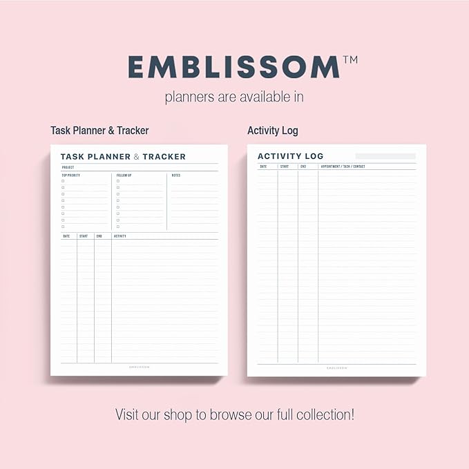 Task Planner & Tracker 8.5 x 11 Tear-Off 70 Sheet Planner Pad – Project Organizer with Time Log, Top Priority, Follow-Up – Notepad for Home & Office (White, Minimalist, 2 Pack)