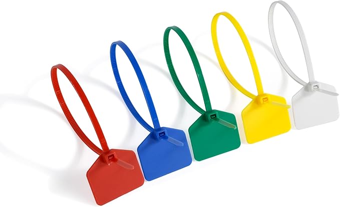 8 in Marker Nylon Cable Ties, Plastic Water Proof Tags, Self-Locking Written-on Cable Marker, Security Seals Label for Cabling, Wire Marking Label, Shipping Hanging Tags - Green/ 100pcs