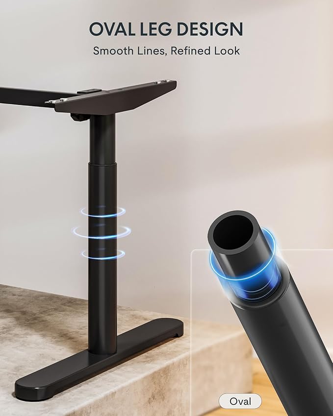 FLEXISPOT Solid Rubberwood Electric Standing Desk with Elegant Oval Legs, 55"x24" Height Adjustable Desk for Home Office & Living Spaces (Black Frame)