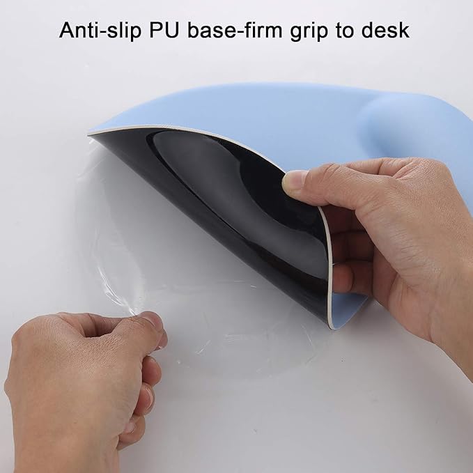 xinidc Ergonomic Computer Mouse Pad with Wrist Rest Support, Pain Relief Mouse Pad with Non-Slip PU Base for Home Office Working Studying (Blue)