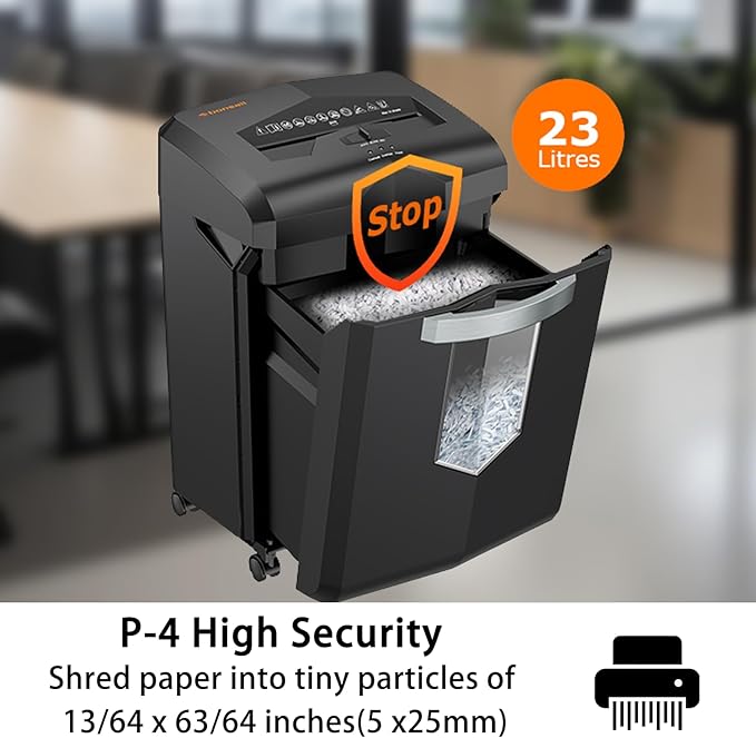 bonsaii 18 Sheet Heavy Duty Cross-Cut Paper and Credit Card Shredder, 6 Gallon Pullout Basket and 4 Casters, Black
