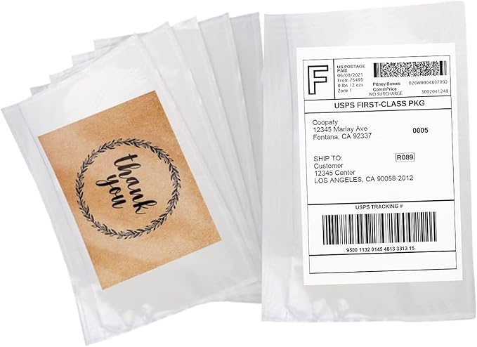 Shipping Labels Sleeves, Packing Slip Envelope Pouches 7.5" x 5.5" Packing List Mailing Envelopes with Clear Self-Adhesive (200 Pack)