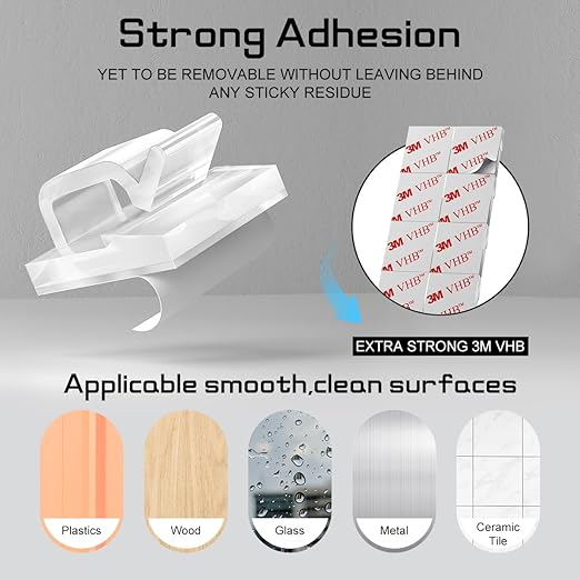 KGROTE 100PCS Cable Clips, Adhesive Wire Clips Strong Cord Clips Wire Holders, Cable Management Clips for Desk, Wall, Car, TV, Ethernet Cable (Clear, Small)