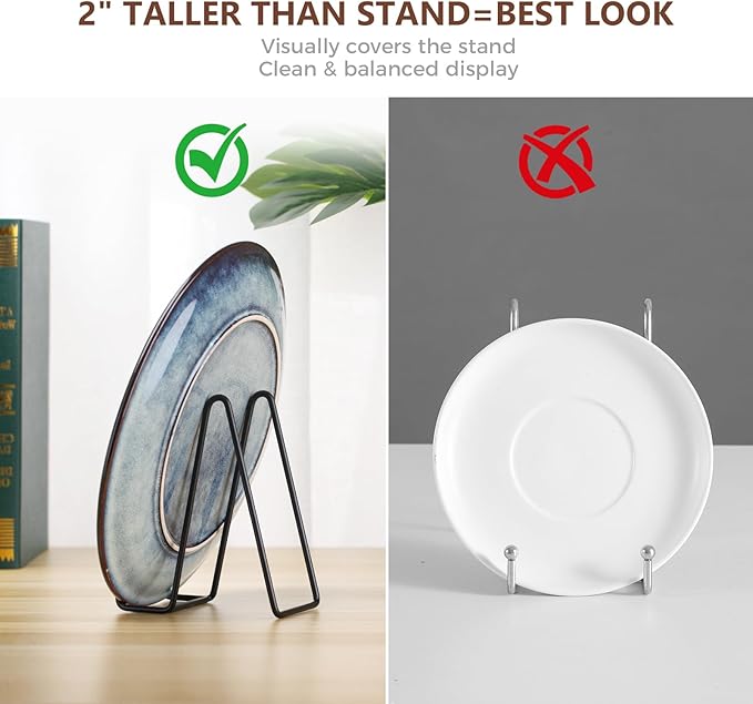 LIONWEI LIONWELI Plate Stands for Display - 6 Inch Metal Easels 2 Pack - Sturdy Tabletop Holders for Decorative Plates, Picture Frames, Books, Tablets, Vinyl Records & More - Black