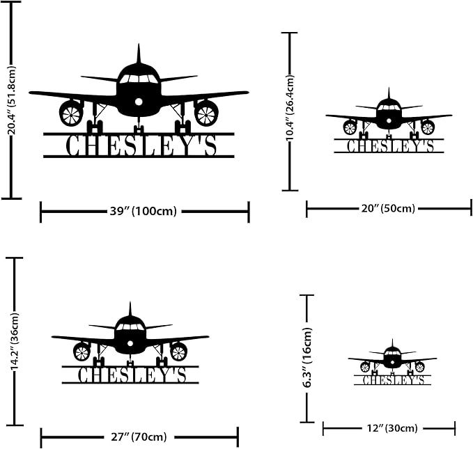 Personalized Metal Airplane Wall Art, Airplane Name Sign, Customized Pilot Name Sign, Airplane Hangar Sign Decor, Aviation Home Office Decor, Large Outdoor Decor, Pilot Gifts, Aircraft Lovers Gift