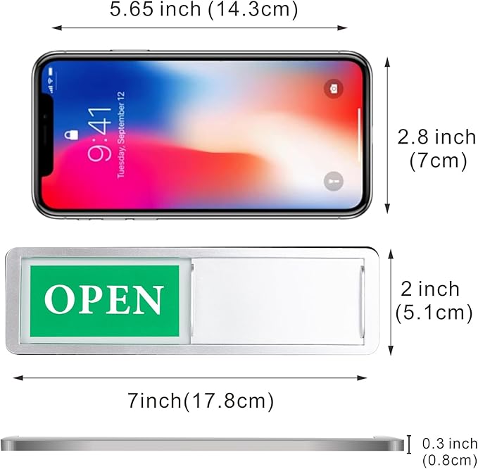 Open Closed Sign Sliding Door Indicator, Open Closed Signs for Business, Office, Restroom, Salon, Storefront, Home Office, Window, Restaurants