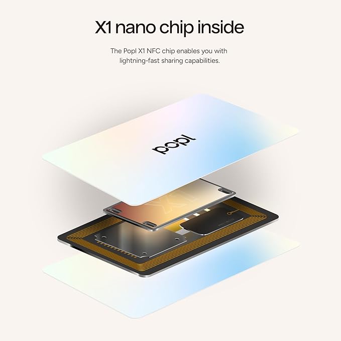 Popl Smart NFC Business Card - Sleek Modern Digital Business Card w/Instant App-Free Sharing - Customizable NFC Cards Compatible w/iPhone & Android (Prism)