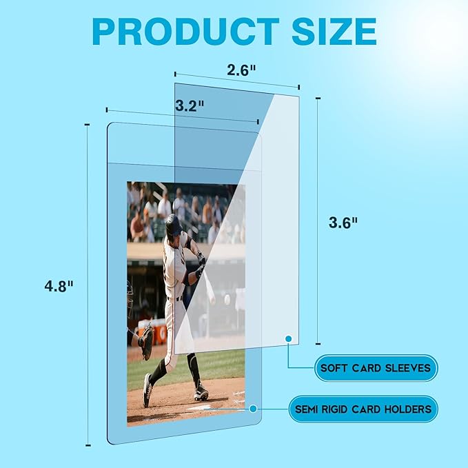 600ct Card Protectors - 300 Semi Rigid Card Sleeves and 300 Soft Sleeves, Semi Rigid Card Holder, Semi Rigid Baseball Cards Sleeves Protectors, Graded Trading Cards Sleeve