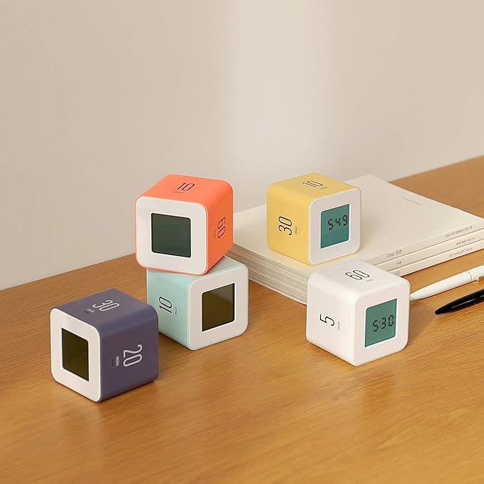 mooas Multi Cube Timer/Rotating Flip Clock Timer (Violet), Simple Operation, Digital Clock & ADHD Block Time Timers Management for Kids Desk Kitchen Study Classroom Cube 5,10,20,30 min Setting