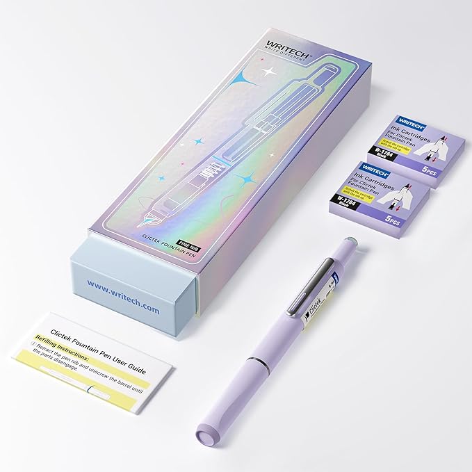 WRITECH Retractable Fountain Pen Set: Fine Nib Black Ink Premium Gift Box Includes 10 Cartridges, Perfect for Graduation Anniversaries Birthdays