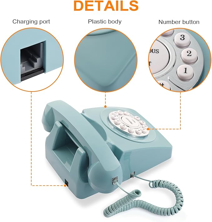 Rotkfst Guest Book Audio Wedding Phone,Record Voice Messages,Retro Guest Book for Wedding or Birthday Party Message Voicemail,Save The Blessings of Your Relatives and Friends（Blue）