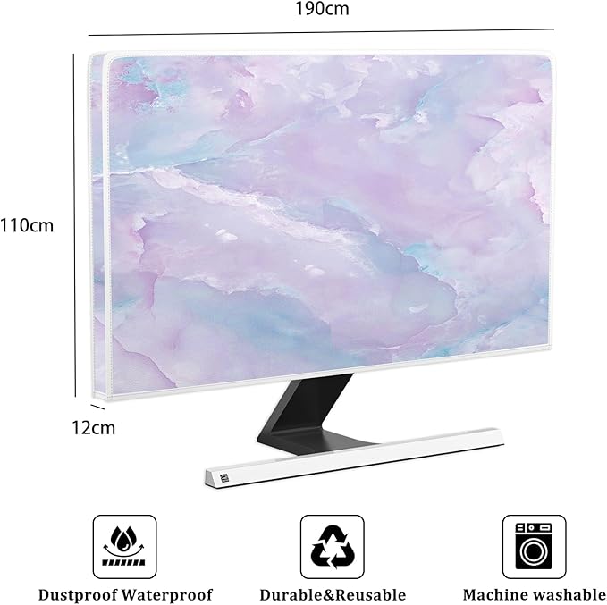 Baocicco Violet Marble Waterproof 80 Inch TV Dust Cover Anti-Static Dustproof Abstract Creative Desigen Television Accessories TV LCD Screen Texture TV Decoration for LED LCD OLED TVs