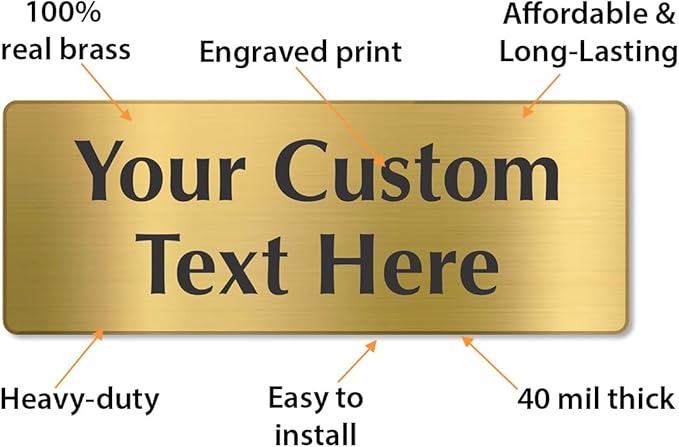 SmartSign Custom Brass Sign - 3" x 8", 40 mil REAL Bugle Brass Metal, Personalized Name Door Sign, Heavy-Duty Premium Engraved Door/Wall Mount Plaque for Business/Office, Gold and Black