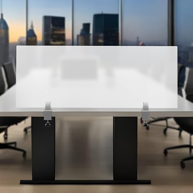 KONKENIE Acrylic Office Privacy Partition Indoor Desk Divider Guard Rectangle Desktop Privacy Panel Privacy Shield Screen for Classroom Office Reception Station Bakery Translucent (47x18x2”,1PCS)