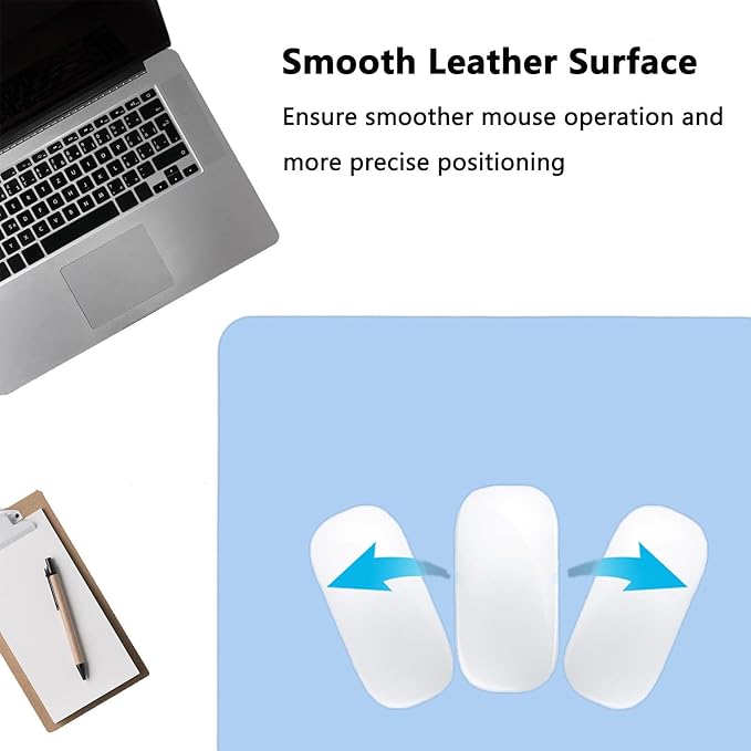 PU Leather Desk Pad Protector Gaming Mouse Pad Non Slip Desk Mat for Keyboard and Mouse Waterproof Desk Writing Pad for Office and Home Desk Accessories（Blue, 23.6 * 11.8