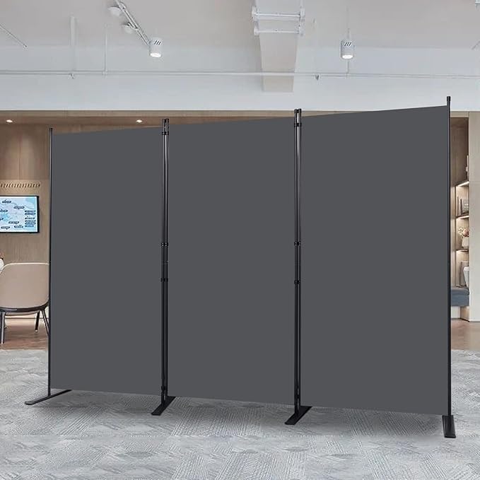 CHOSENM Room Divider, 3 Panel Folding Privacy Screens with Wider Support Feet, 6 Ft Portable Room Partition for Room Separator, 102" W X 71" H, Grey
