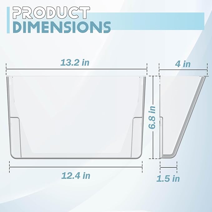MINDEPOT 6 Pockets Acrylic Wall File Organizer, Clear Wall File Holder, Plastic Hanging Wall File Holder for Office, School and Home, Clear
