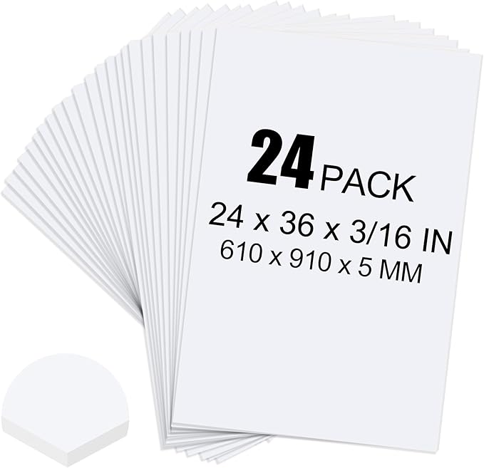 ToLanbbt 24 Pack White Foam Board, 24 x 36 x 3/16" Thick Foam Core Acid Free Poster Foamboard for Art Craft Projects, Painting, Displaying, Signage, Wedding, School