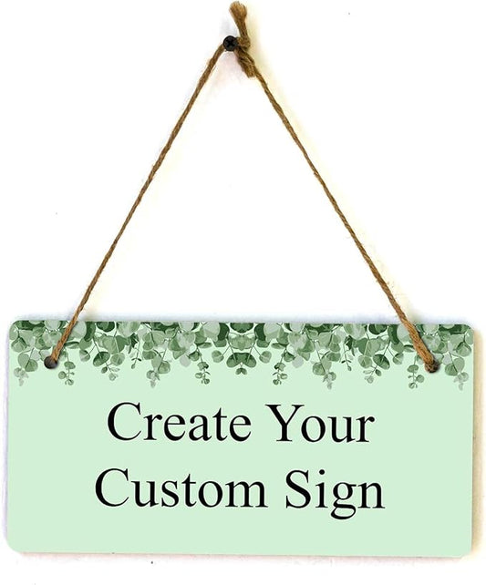 Signs ByLITA Eucalyptus Greenery Personalized Hanging Wall or Door Sign (5 x 10") | Custom Signage for Your Home & Business