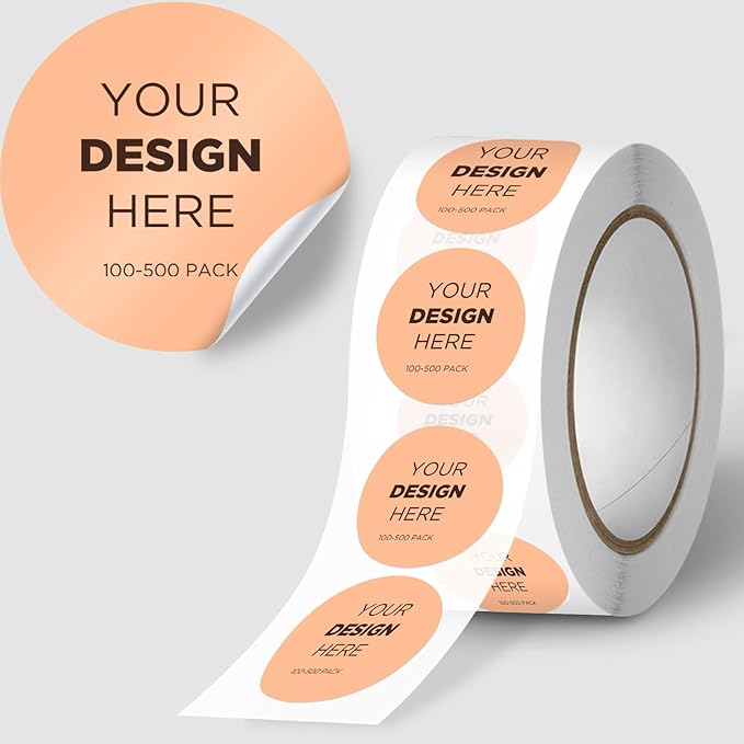 100-500 Custom Stickers Roll Personalized Business Labels Decals, 1.5"-10" Customized Your Own Waterproof Vinyl Stickers with Any Design Logo Image Photo Text Name Address QR Code