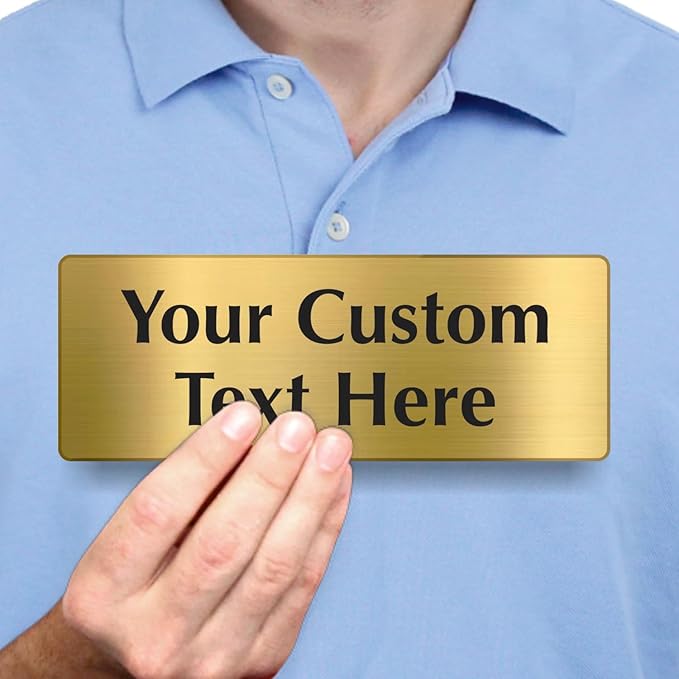 SmartSign Custom Brass Sign - 3" x 8", 40 mil REAL Bugle Brass Metal, Personalized Name Door Sign, Heavy-Duty Premium Engraved Door/Wall Mount Plaque for Business/Office, Gold and Black