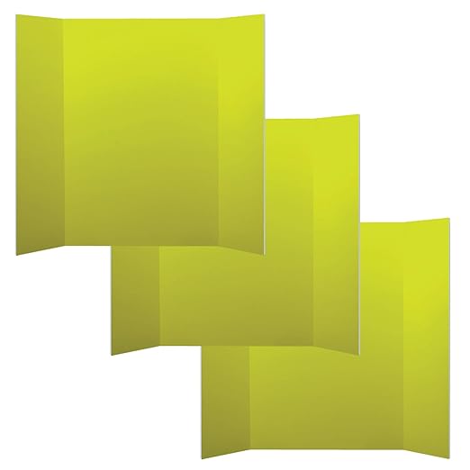 Flipside Products 36” x 48” Foam Project Boards for Presentations, Science Fair, School Projects, Event Displays and Trifold Picture Board - Yellow - 3 Pack