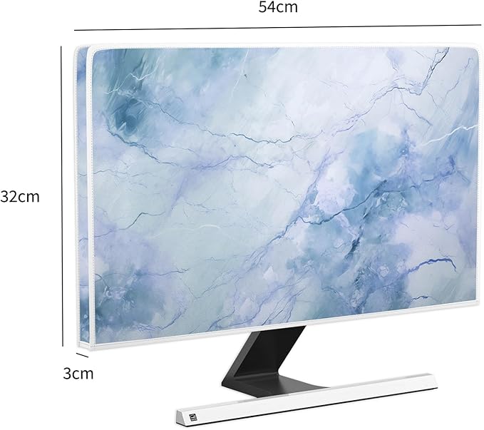 Baocicco Fashion Haze Blue Marble Computer Monitor Dust Cover 22, 23, 24, 25 Inch Full Body Cover for Display Screen Panel Case Computer Sleeve Compatible with iMac 24, 22-25 PC, Desktop and TV