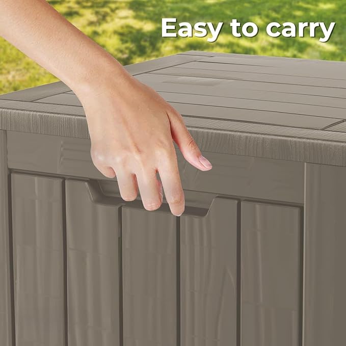 Yardgrace 50 Gallon Lockable Resin Deck Box, Waterproof & UV-Resistant Outdoor Storage Box for Outdoor Cushion Storage, Garden Tools & Pool Accessories Storage, Gray