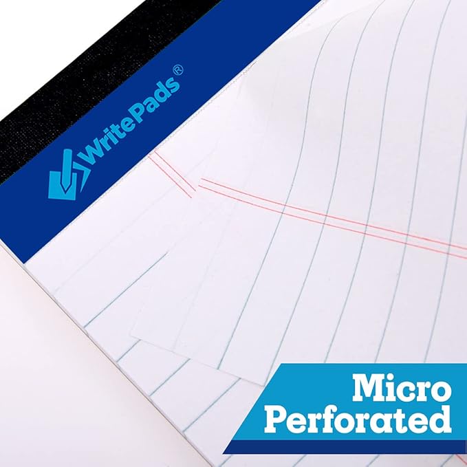 WritePads Legal note pads 5"x8" Legal Pads,College Ruled,White Paper,12 Pack,50 Sheets Per Writing Pad,Micro perforated Writing Pad,BL-SWT50C-12PAD