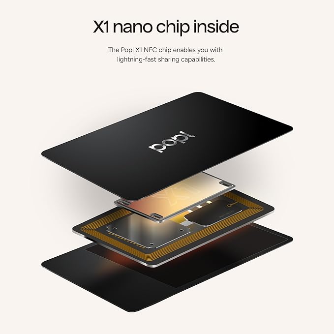 Popl Smart NFC Business Card - Sleek Modern Digital Business Card w/Instant App-Free Sharing - Customizable NFC Cards Compatible w/iPhone & Android (Metal Black)