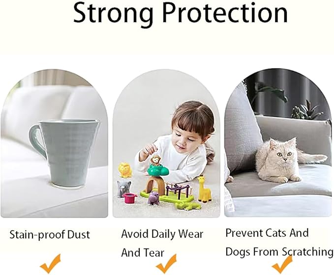 Chaexii Premium Polyester Sofa Arm Cover, Scratch Resistant Protector Covers, Washable, Elastic Armrest Covers for Square/Curved/Sloping Couch Armrests, 2Pcs (Blue)