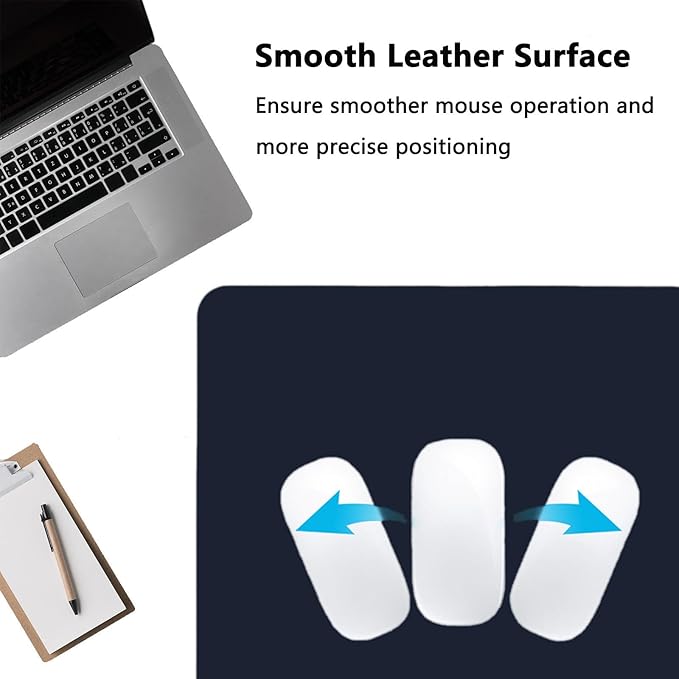 PU Leather Desk Pad Protector Gaming Mouse Pad Non Slip Desk Mat for Keyboard and Mouse Waterproof Desk Writing Pad for Office and Home Desk Accessories(Dark Blue, 23.6 * 11.8)