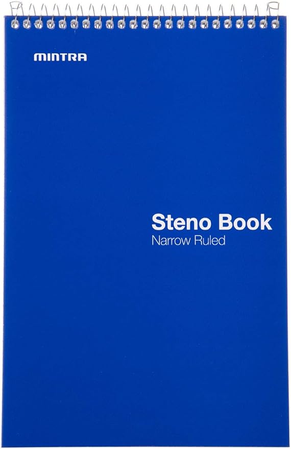 Mintra Office Steno Books - (Primary Colors, 4 Pads/Pack, Narrow Ruled), 6inx9in, 70 Sheets, Notebook for writing notes in school, university, college, work, office