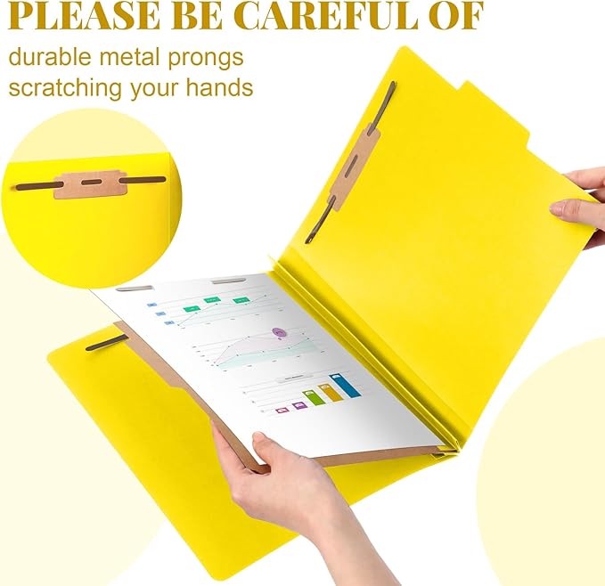Skyygemm 36 Pcs Classification Folders Letter Size, 1 Divider Pressboard File Folder with Fasteners, Expanding File Organizer Bulk for School Teachers, Office Employee, Coworker, Staff (Yellow)