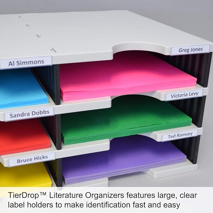 Ultimate Office TierDrop Jumbo 3-Compartment High-Wall (add-on Module) - Sorts Documents, Forms & Mail - Durable Construction Features Expandable, Modular, No-Tool Assembly Design (Gray w/Black)