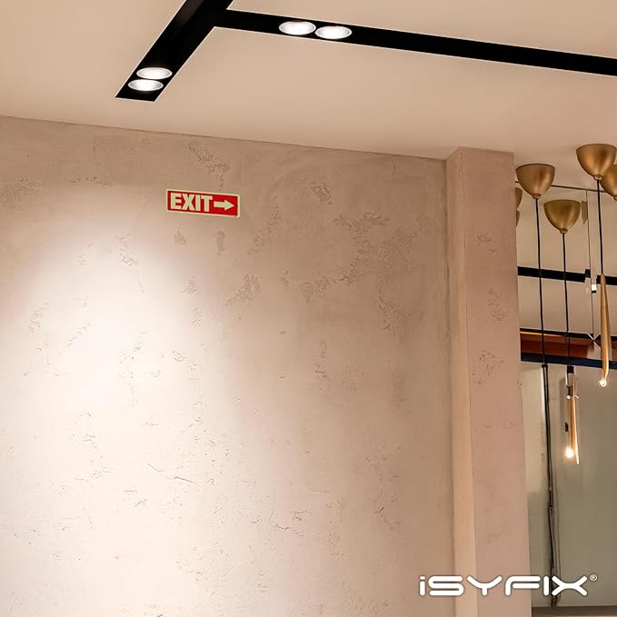 iSYFIX Exit Signs with Directional Right Arrow, Glow in the Dark, Photoluminescent Aluminum 12x4 Inch - 6 Pack, Laminated for UV & Weather Resistance, Ideal for Offices, Schools, Theaters & More