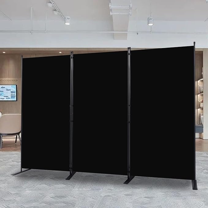 CHOSENM Room Divider, 3 Panel Folding Privacy Screens with Wider Support Feet, 6 Ft Portable Room Partition for Room Separator, 102" W X 71" H, Black