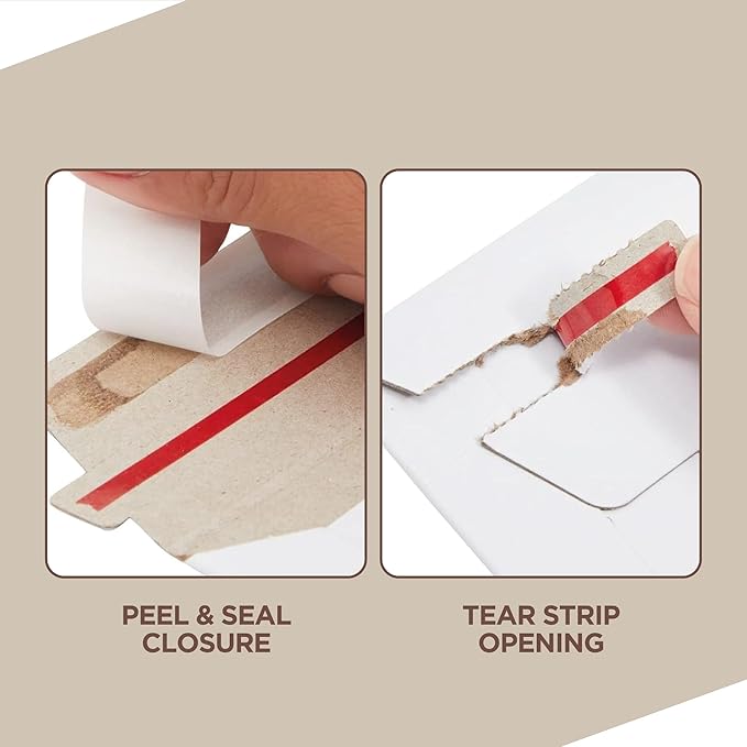 100 Pack 9x11.5 Inches Rigid Mailers – Self Adhesive White Cardboard Envelopes – Used as Mailing Supplies for Documents, Photos, CDs, Magazines, and Literature
