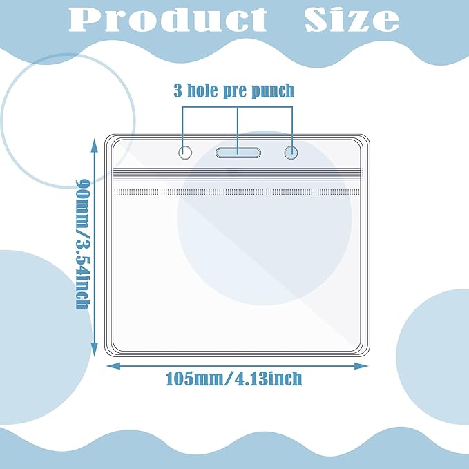 Zonon 150 Pcs Horizontal Clear ID Badge Holders Plastic Card Name Tag Holders Badge Sleeves Horizontal Waterproof Transparent PVC Sleeve Cover Pouch for Office School Travel(4.13 x 3.54 Inch)