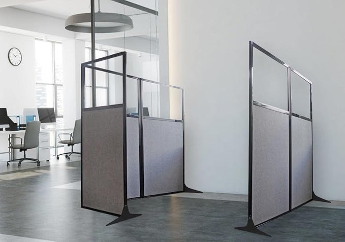 Versare Workstation Partition | Portable Wall Divider | Modern Office Cubicle | Free Standing Privacy Screen | Flexible Work Space | 99" x 70" Urban Oak Wood Grain Panels No Window