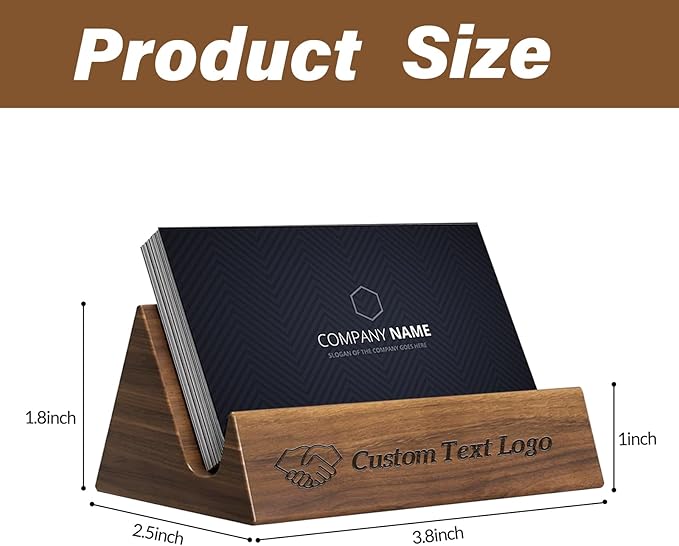 HJX Custom Business Card Holder Desk-Personalized Engraved Wooden Business Card Case Holder, Customized Name Logo Business Card Display Gifts for Men Women (Style1-Black)