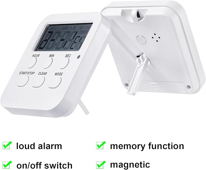 Weewooday 12 Pcs Digital Kitchen Magnetic Timer Bulk Classroom Count up Countdown Timer Large Digits Egg Loud Alarm Cute Desk Stopwatch for Teacher Kids Cooking Office(White,Cute Style)