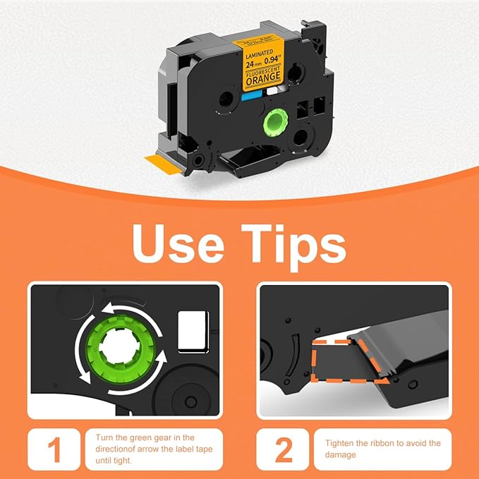 24mm Label Tape Orange Replace for Brother P Touch TZe TZ Tape 24mm 0.94'' TZe-B51 TZB51 Laminated 1 Inch for Ptouch PTD600 PT-P710BT PT- P910BT Label Makers, 4-Pack, Black on Fluorescent Orange