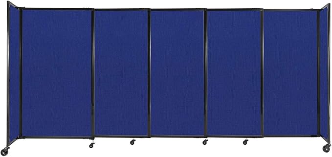 Versare Straightwall Sliding Portable Wall Partition | Freestanding Office Dividers | Locking Wheels | Temporary Room Separator | 11'3'' Wide x 5' Tall Royal Blue Fabric Panels