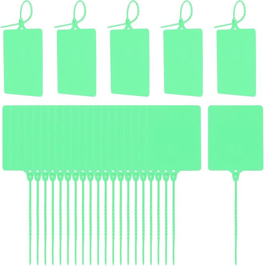 MECCANIXITY Plastic Seals Shipping Tags, for Basket Labels Cable Labels Tags Product Identification Tags, Logistics Marking, Outdoor Tagging, 3.1x3.9 Inch Green 50Packs